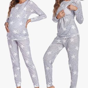 Gray and white star thermals- maternity small- ekouaer